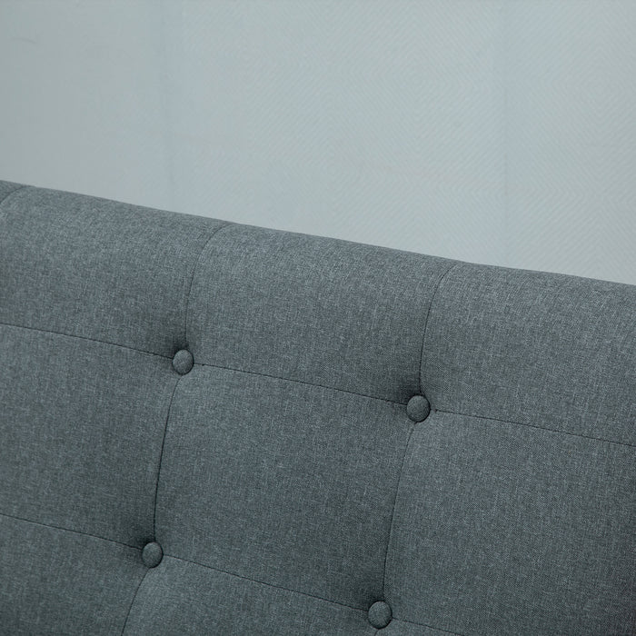 Contemporary Linen Sofa - Comfortable Tufted Upholstery with Durable Rubberwood Legs - Perfect for Small to Medium Living Spaces