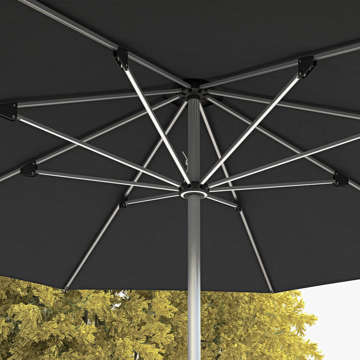 Solar & USB Rechargeable LED Patio Umbrella - Lighted Outdoor Deck Umbrella with 4 Lighting Modes, Charcoal Grey - Ideal for Nighttime Entertaining & Relaxation