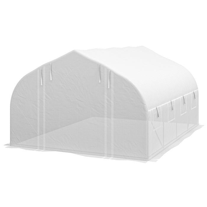 Walk-in Polytunnel Greenhouse 4x3m with Roll-Up Sidewalls - Durable PE Cover, Tunnel Tent Design for Optimal Warmth - Ideal for Plant Enthusiasts, Includes Garden Gloves & Plant Tags