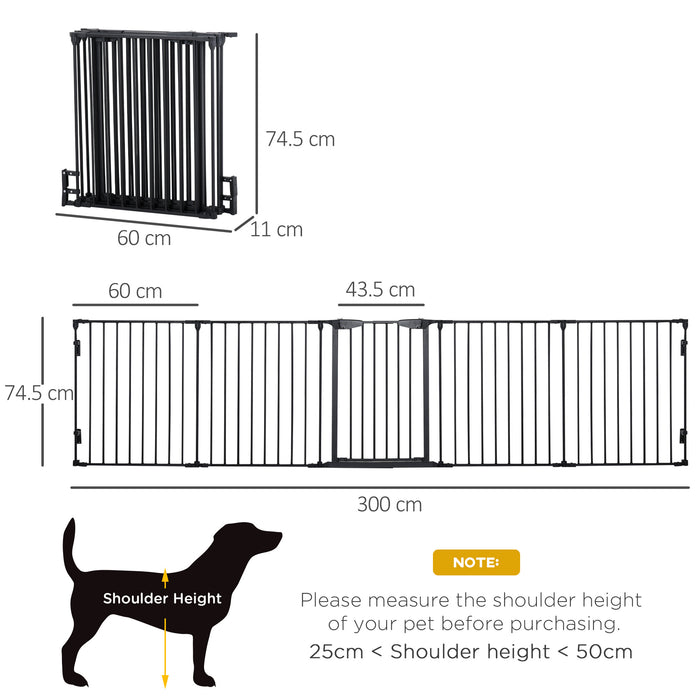5-Panel Freestanding Pet PlayPen - Stair Gate Dog Pen, Fireplace & Christmas Tree Metal Barrier - Includes Walk-Through Door for Home Safety