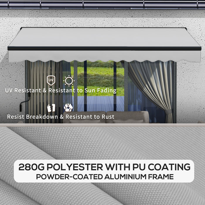 Aluminium Frame Electric Awning 3.5x2.5m - Retractable Sun Canopy for Patio and Window in Light Grey - Outdoor Shade Solution for Homeowners