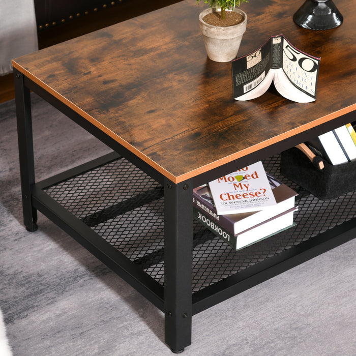 Industrial Style Coffee Table - Living Room Two-Tone Storage Unit with Shelf, Metal Frame - Modern Organizer for Home Décor and Organization