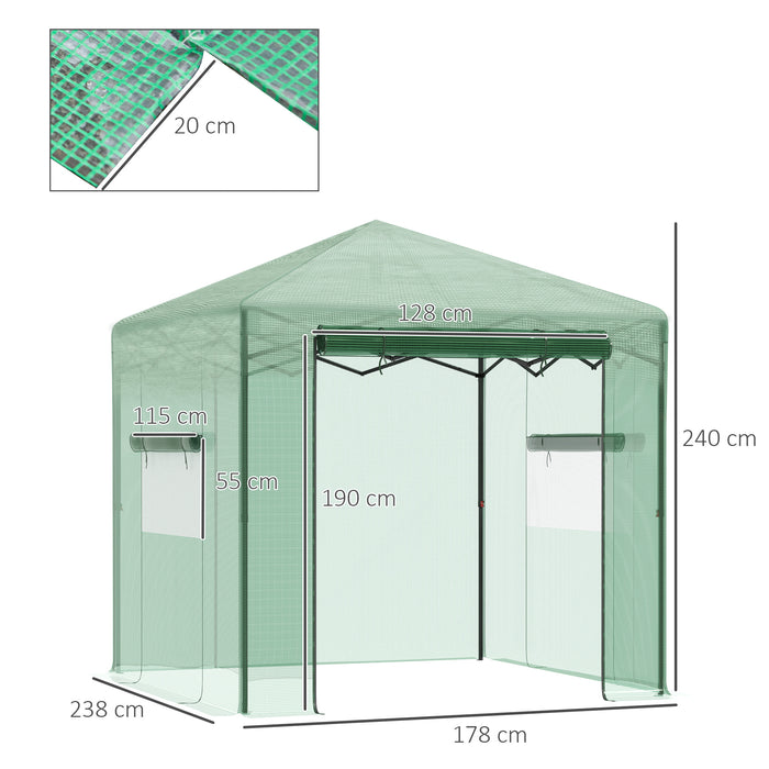 Foldable Pop-up Walk-In Greenhouse - PE Cover with Steel Frame for Outdoor Gardening - Includes Carrying Bag, Green, 2.4x1.8x2.4m Ideal for Plant Protection