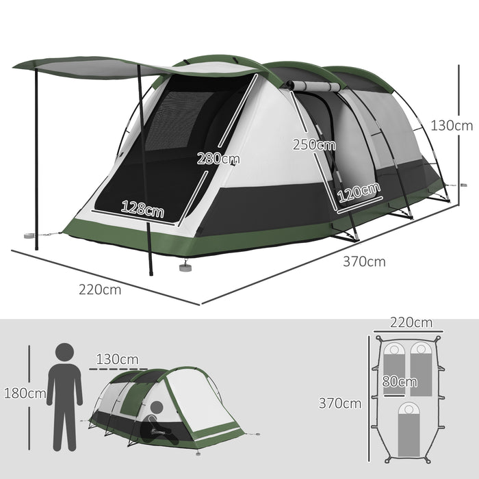 Family Tunnel Tent for 3-4 People - 2000mm Waterproof Outdoor Shelter, Includes Portable Bag - Ideal for Camping and Hiking Adventures