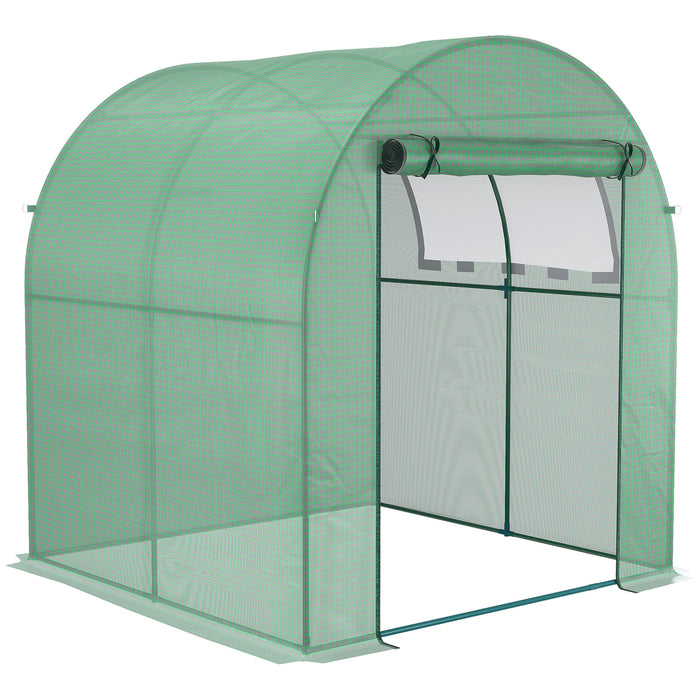 Walk-In Polytunnel Greenhouse - Sturdy Garden Greenhouse with Roll-Up Window, Door, 1.8x1.8x2m - Ideal for Plant Protection & Year-Round Gardening