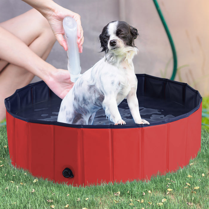 Foldable Dog Pool - Sturdy Φ100x30H cm Portable Bathing Tub for Pets - Ideal for Outdoor Summer Fun and Cooling Down