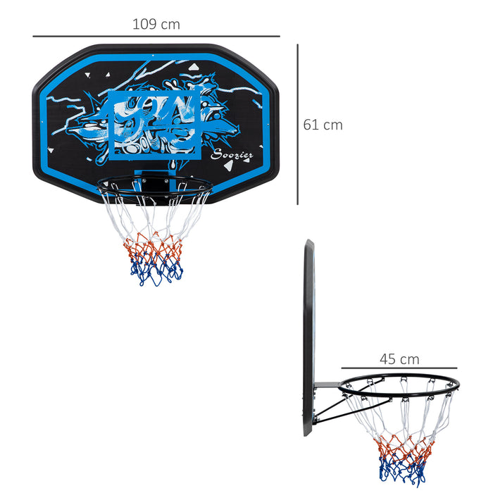 Mini Basketball Hoop with Backboard - Wall Mounted, Indoor & Outdoor Suitable for Kids & Adults - Blue and White, Home & Office Play Equipment
