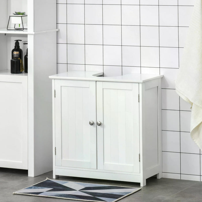 Under Sink Bathroom Cabinet - 60x60cm Space Saver with Adjustable Shelf, Drain Hole, and Handles - Ideal Storage Organizer for Small Bathrooms