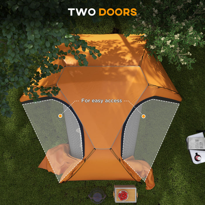 Lightweight Aluminum Frame Dome Camping Tent - 2000mm Waterproof with Removable Rainfly - Ideal for 1-2 Person Outdoor Adventures, Orange