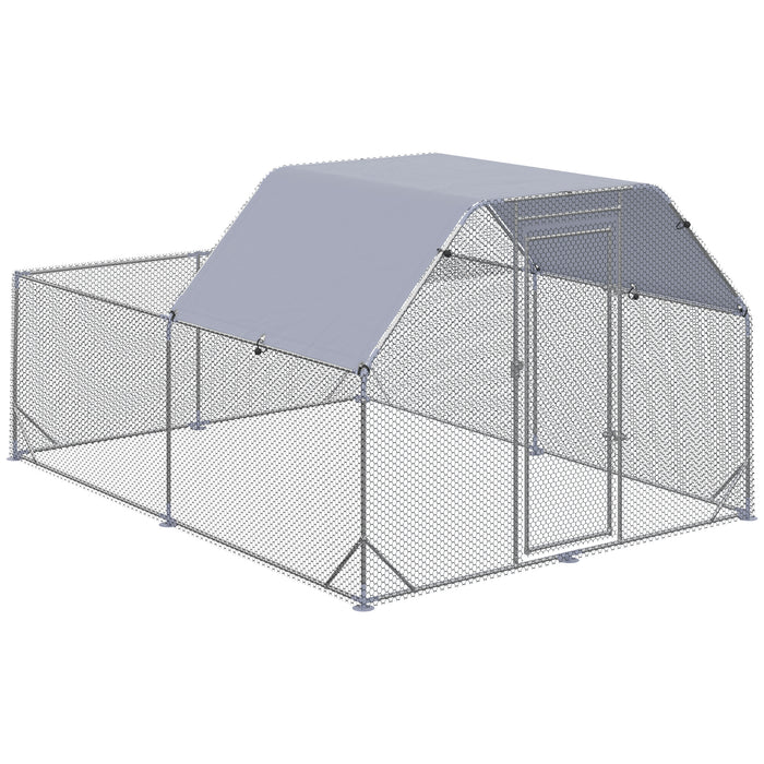 Walk-In Chicken Coop with Roof - Large Hen House and Duck Pen for Outdoor Use, Fits 10-12 Chickens - Spacious 2.8 x 3.8 x 2m Poultry Run for Backyard Farmers