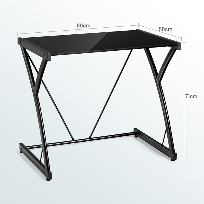 Z-Shaped Desk Model - Computer Desk with Tempered Glass Table Top - Great for Home Office and Gaming Setup