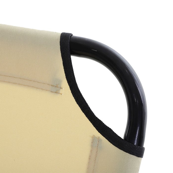 Lightweight Folding Sun Lounger - 5-Position Adjustable Backrest & Sturdy Frame - Ideal for Poolside & Beach Relaxation, Beige