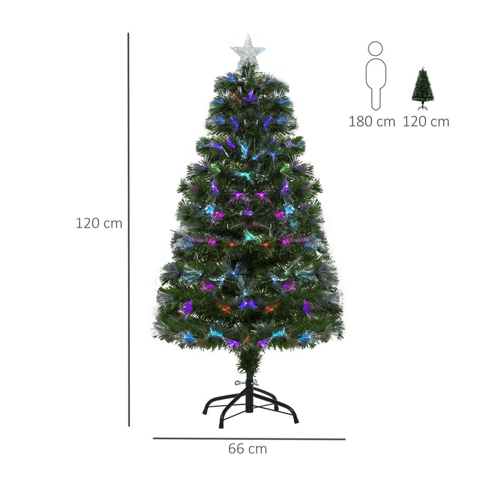 HOMCM 1.2m Fiber Optic Tree - LED Pre-Lit Christmas Decoration with Colorful Lights and Flash Mode - Festive Accent for Holiday Home Ambiance