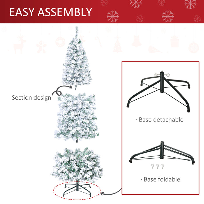Prelit 6ft Snow-Flocked Artificial Christmas Tree - Warm White LED Lights, Holiday Decor - Perfect for Festive Home Xmas Ambiance