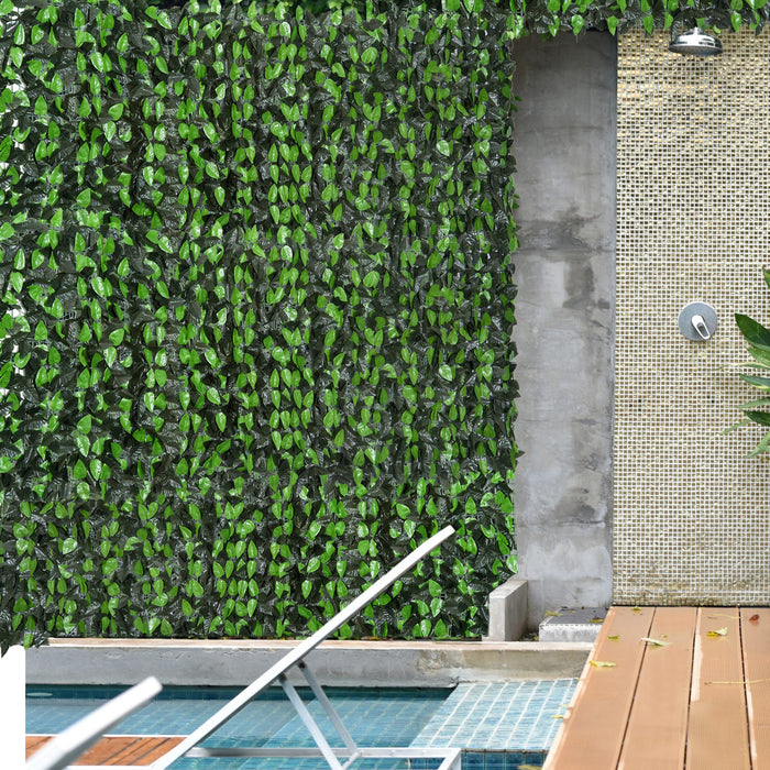 Artificial Leaf Hedge - Privacy Screen Fence Panel for Outdoor/Indoor Garden Decor, 3M x 1M, Dual-Toned Greens - Creates Secluded Spaces & Enhances Aesthetics