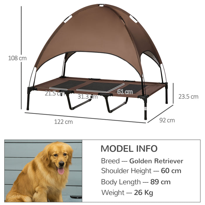 Elevated Waterproof Pet Bed with UV Canopy - Breathable Mesh Cot for XXL Dogs, Outdoor & Indoor Use - Protective Shelter for Large Pets, Size 122x92x108cm