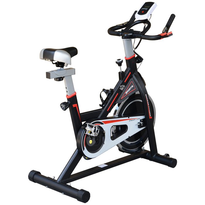 Belt-Driven Fitness Cycling Machine with LCD Monitor - Sturdy and Quiet Indoor Workout Equipment - Ideal for Cardio Training at Home