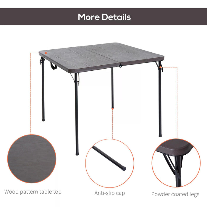 Outdoor Folding Table - Sturdy Portable Setup for Garden, Camping, BBQs & Parties - 86x86cm Weather-Resistant Surface in Stylish Black/Brown Design