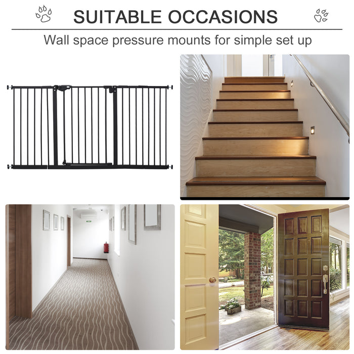 Retractable Pet Safety Gate with 3 Extensions - Adjustable Dog Barrier for Doorways, Corridors & Stairs, 76.2 x 152.3 cm - Ideal Room Divider for Home Safety