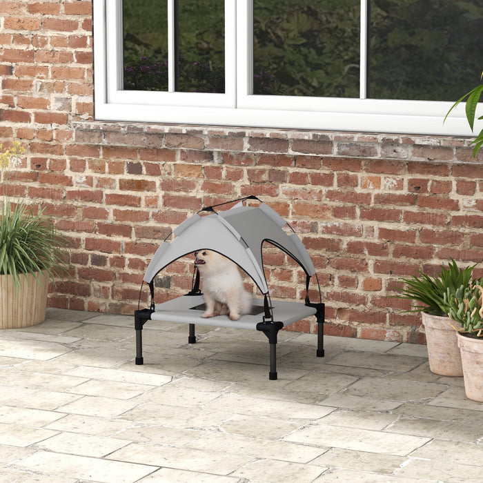 Elevated Cooling Dog Bed - Washable Breathable Mesh for Small Pets, 61x46x63cm - Comfort for Mini and Small Dogs in Light Grey
