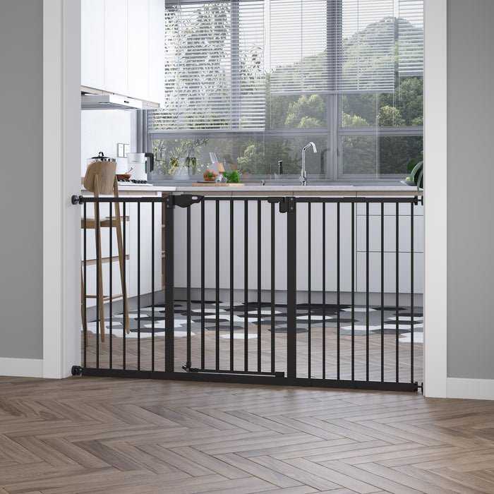 Retractable Pet Safety Gate with 3 Extensions - Adjustable Dog Barrier for Doorways, Corridors & Stairs, 76.2 x 152.3 cm - Ideal Room Divider for Home Safety