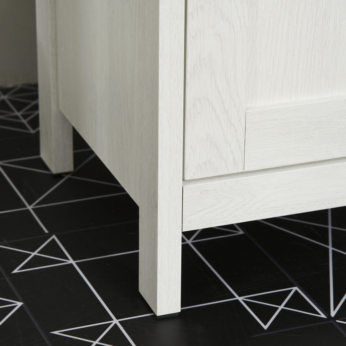 Modern Bathroom Sink Cabinet - Freestanding Floor Storage Cupboard with Adjustable Shelf & Double Doors in Antique White - Ideal for Bathroom Organization and Style Enhancement