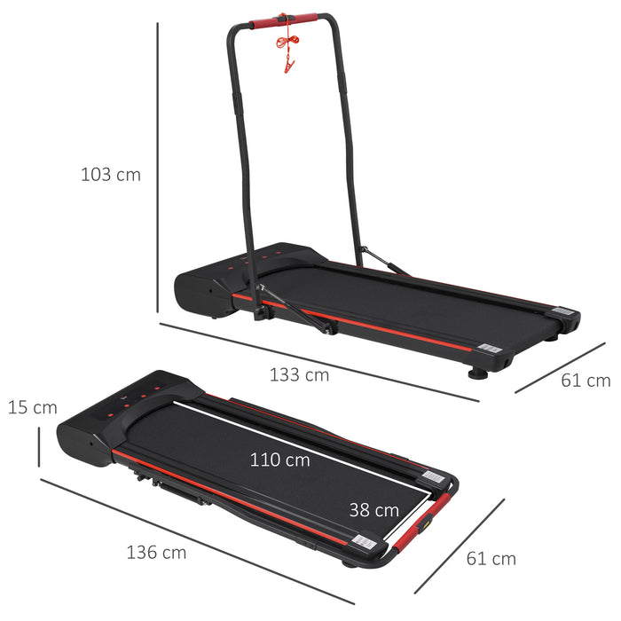 Foldable Walking Machine Treadmill with LED Display - 1-6km/h Speed, Portable & Remote-Controlled - Ideal for Home Office Fitness Routines