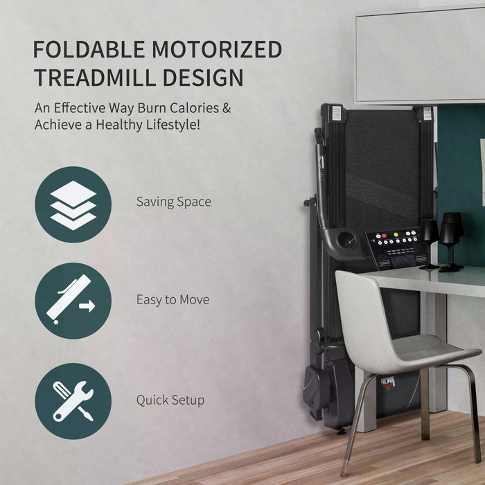 Electric Motorised Treadmill - Folding Running Machine with MP3 & USB Player, 5 Preset Programs, LCD Display, Drink Holders - Fitness Enthusiasts & Home Gym Cardio Workouts