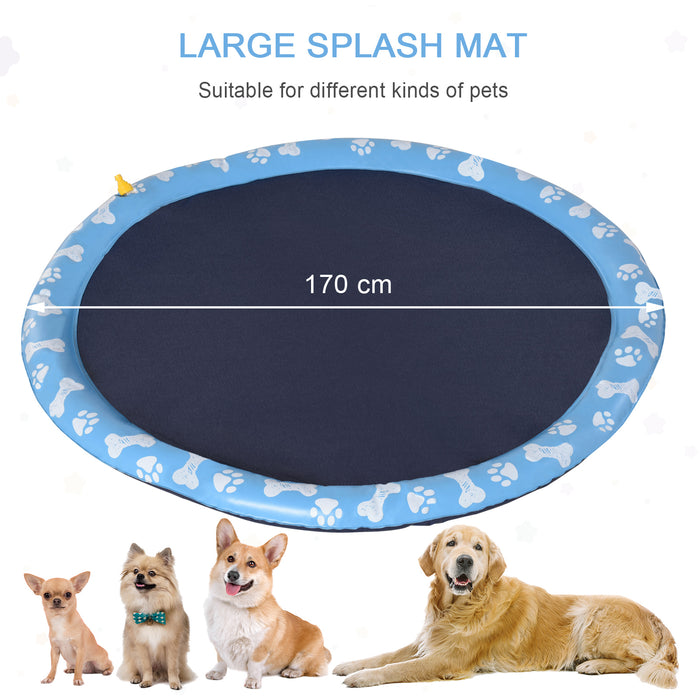 Pet Splash Sprinkler Play Mat - 170cm Non-Slip Water Game Pad for Dogs - Ideal for Cooling & Outdoor Backyard Fun