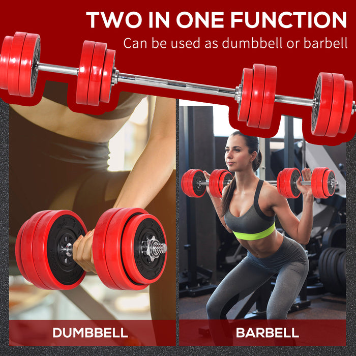 30KGS Adjustable Dumbbell & Barbell Set - Home Gym Strength Training Equipment with Fitness Plates & Bar Clamps - Ideal for Muscle Exercise & Sports Enthusiasts