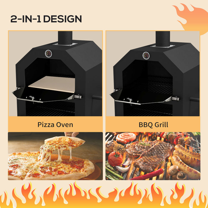 Steel 3-Tier Outdoor Pizza Oven - Charcoal-Fueled BBQ Grill with Multiple Cooking Levels - Ideal for Garden Parties and Outdoor Cooking Enthusiasts