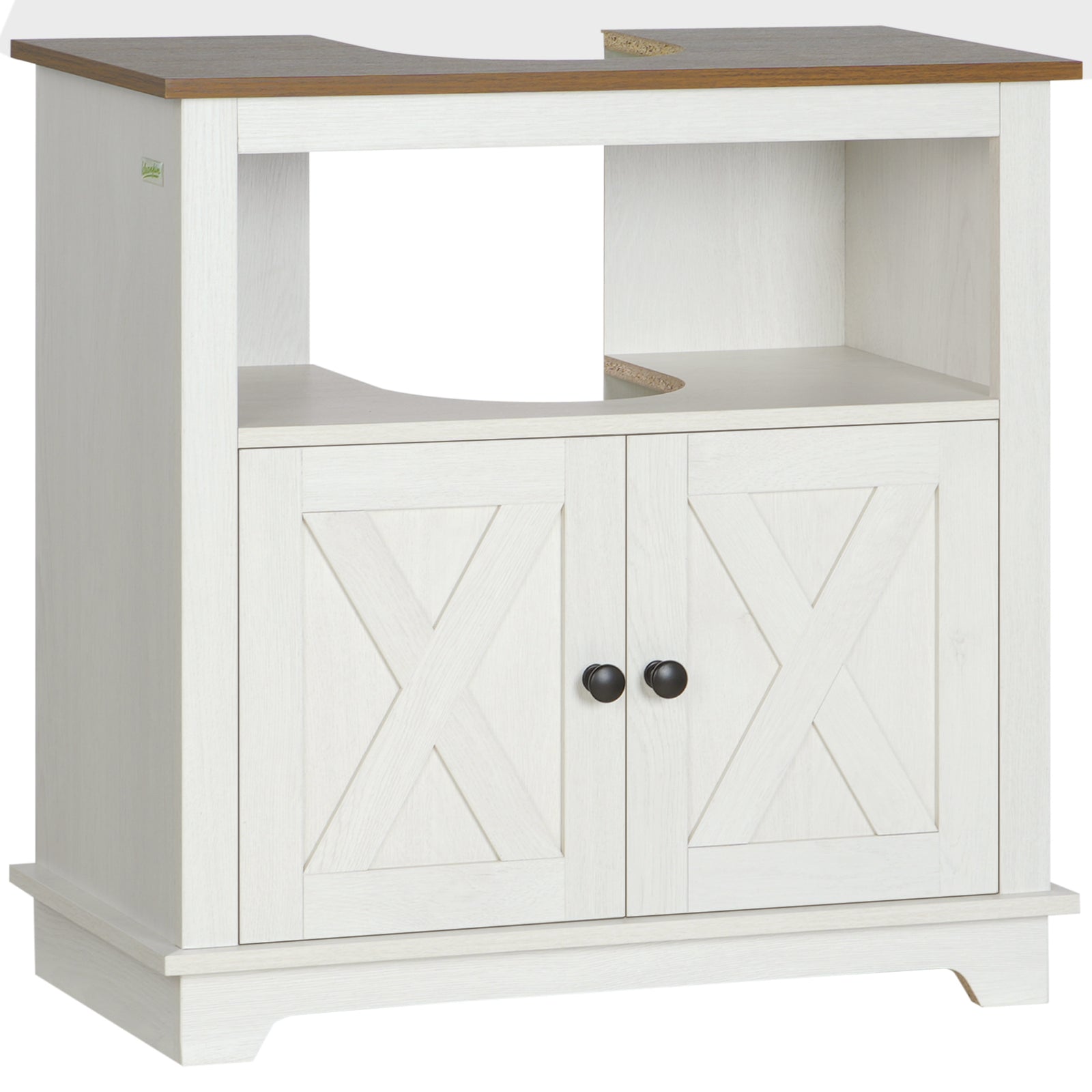 Bathroom Vanity Cabinet with Storage - Under Sink Design with Double Doors and Shelves, 60cm x 30cm x 60cm - Space-Saving Solution for Bathroom Organization