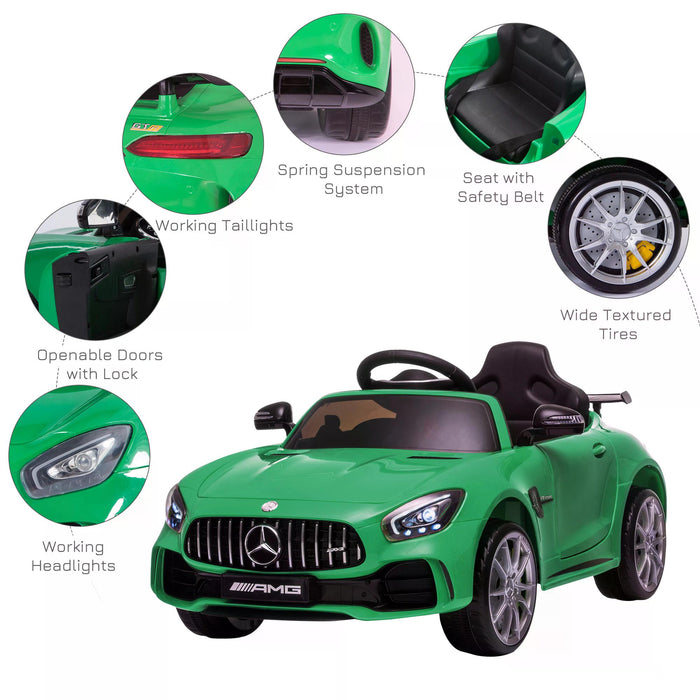 12V Battery-Powered Kids GTR Electric Ride-On Car - Dual Motors, Parental Remote Control, Music, Lights, MP3 Player - Perfect for 3 to 5-Year-Olds, Energetic Green Finish