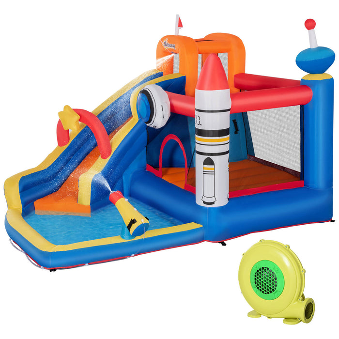 Kids Bounce Castle with Water Slide - 5-in-1 Inflatable Playhouse, Trampoline, Climbing Wall, Pool & Water Gun - Ultimate Outdoor Entertainment for Ages 3-8