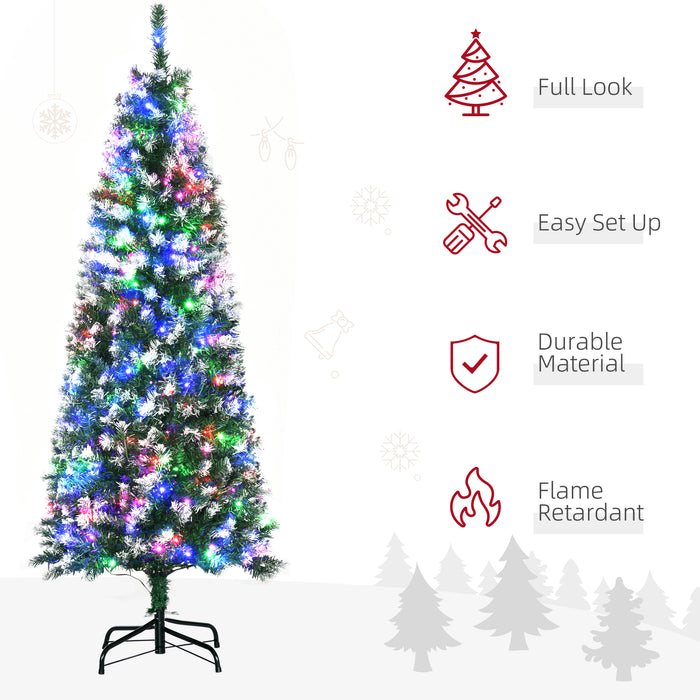 Pencil Slim Pre-Lit Artificial Christmas Tree - 5 Ft Tall with 250 Multicolor LED Lights & Realistic 408 Tips - Space-Saving Xmas Decor for Small Spaces