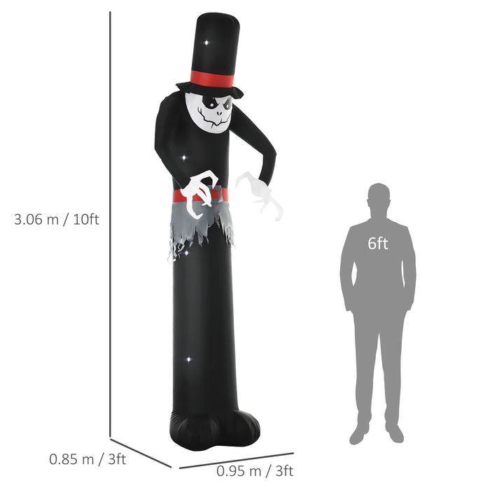 Inflatable Halloween Ghost - 10ft Tall Skinny Specter with Top Hat and LED Lights - Quick Setup Outdoor Decor with Next-Day Delivery