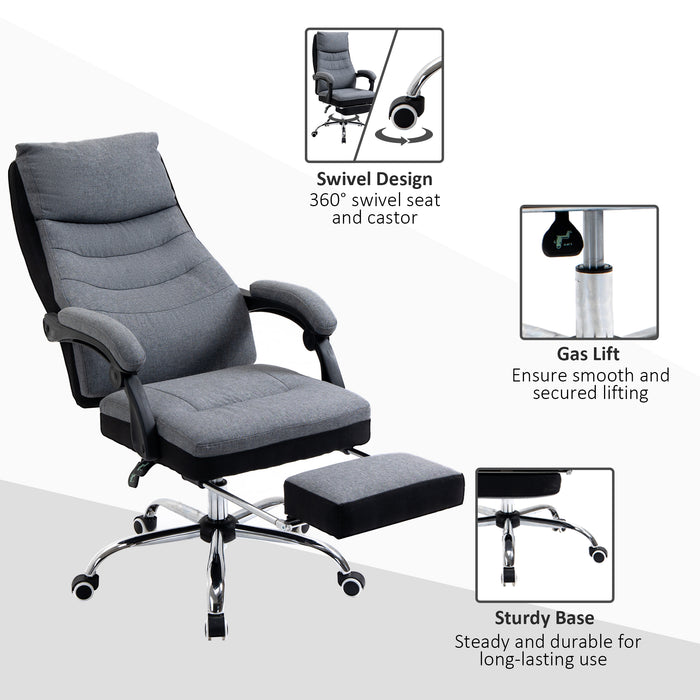 High Back Executive Office Chair - Ergonomic Reclining Computer Chair with Adjustable Height & Swivel Wheels, Retractable Footrest - Ideal for Comfortable Long Sitting Periods