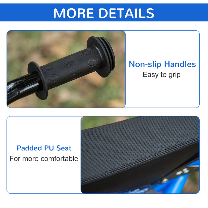 Kids Balance Bike with No Pedals - Steel Frame Motorbike Design, Air-Filled Tires, Adjustable PU Seat - Training Bicycle for 3-6 Year Olds, Blue