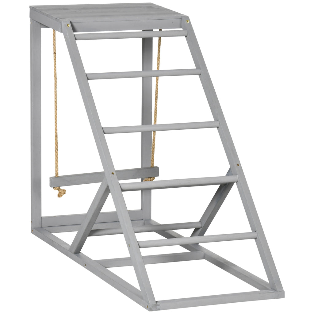 Wooden Chicken Coop Playset - Swing, Ladder & Platform Features in Grey - Ideal for Imaginative Playtime