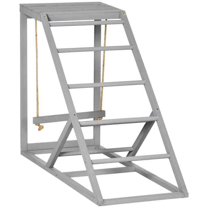 Wooden Chicken Coop Playset - Swing, Ladder & Platform Features in Grey - Ideal for Imaginative Playtime