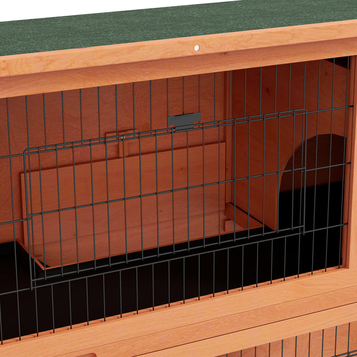 2-Tier Antiseptic Wooden Rabbit Hutch with Outdoor Run - Enhanced Protection, Durable Construction, Pet-Friendly Design - Ideal for Rabbit Safety and Comfort in Outdoor Environments