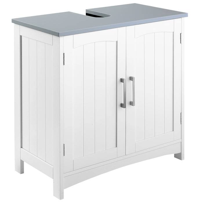 Modern Pedestal Bathroom Cabinet - Double Door Under Sink Vanity Unit with Adjustable Shelves - Elegant Storage Solution for Space Optimization