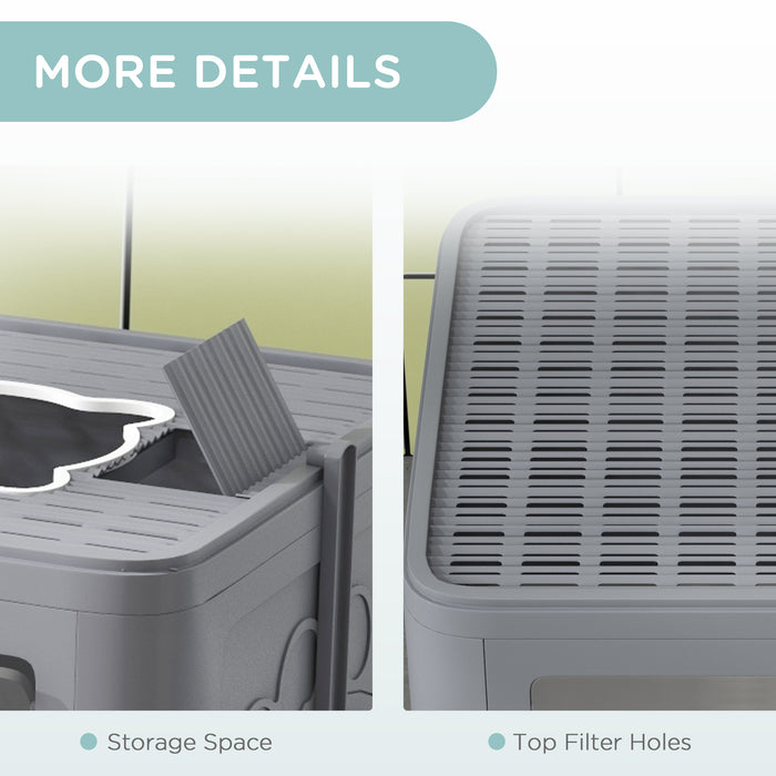 Enclosed Cat Litter Box with Dual Entry/Exit - Front Access & Top Escape, Drawer Tray, Scoop, Brush - Ideal for Easy Cleaning & Odor Control