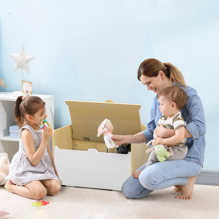 Kids Storage Bench with Safety Hinged Lid - White Multipurpose Seating Solution - Perfect for Toy Organization and Child's Room Decor