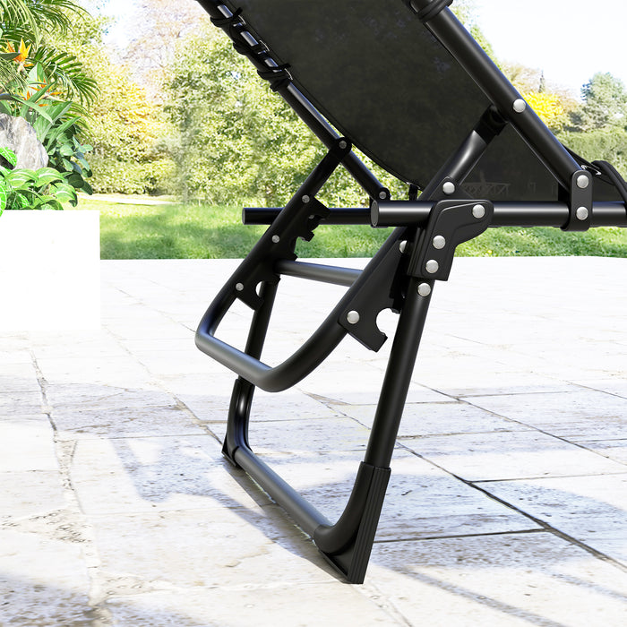 2 Pcs Folding Sun Lounger - Beach Chaise Chair with 4-Position Adjustable Back, Garden Cot Camping Recliner - Ideal for Poolside, Patio Relaxation and Outdoor Comfort