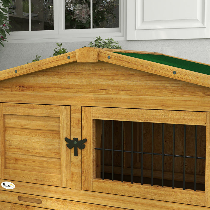 Deluxe Wooden Rabbit Hutch - Spacious Outdoor Run and Weather-Resistant Coating, Yellow - Ideal Home for Pet Rabbits and Small Animals