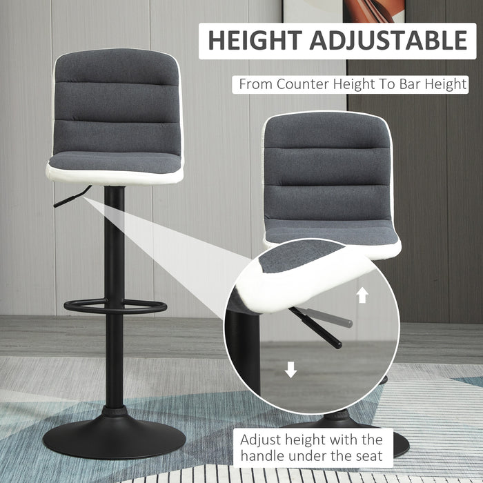 Armless Adjustable Bar Stool Set - Upholstered Swivel Seat, Adjustable Height, Dark Grey - Ideal for Home Bar or Kitchen Counter Seating