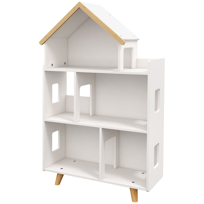 Kids Toy Organizer with 3 Shelves and 6 Cubbies - Sturdy White Storage Solution - Ideal for Playroom and Bedroom Organization