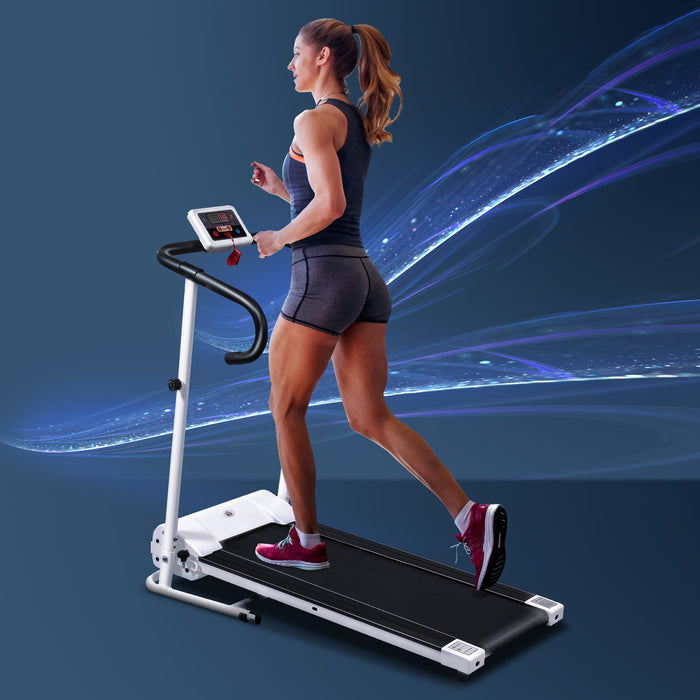 Steel Folding Electric Treadmill with LCD Display - Compact Motorized Running Machine for Home Use - Space-Saving Design for Fitness Enthusiasts