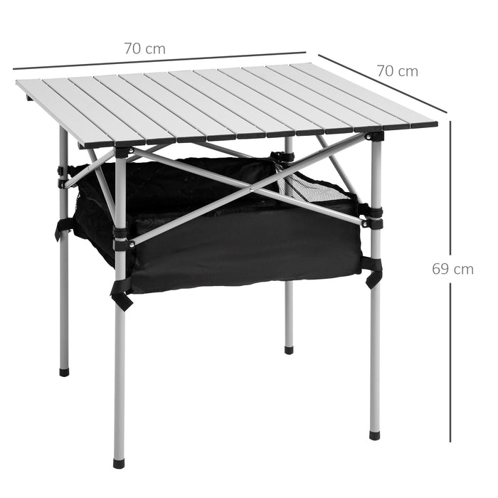 Foldable Camping Table with Mesh Storage Bag - Outdoor Dining & Hiking Lightweight Desk with Steel Frame - Ideal for Camping, Picnics, and Portable Furniture Needs